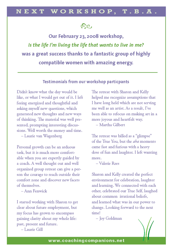 Upcoming Event — February 23, 2008 Workshop was a great success!